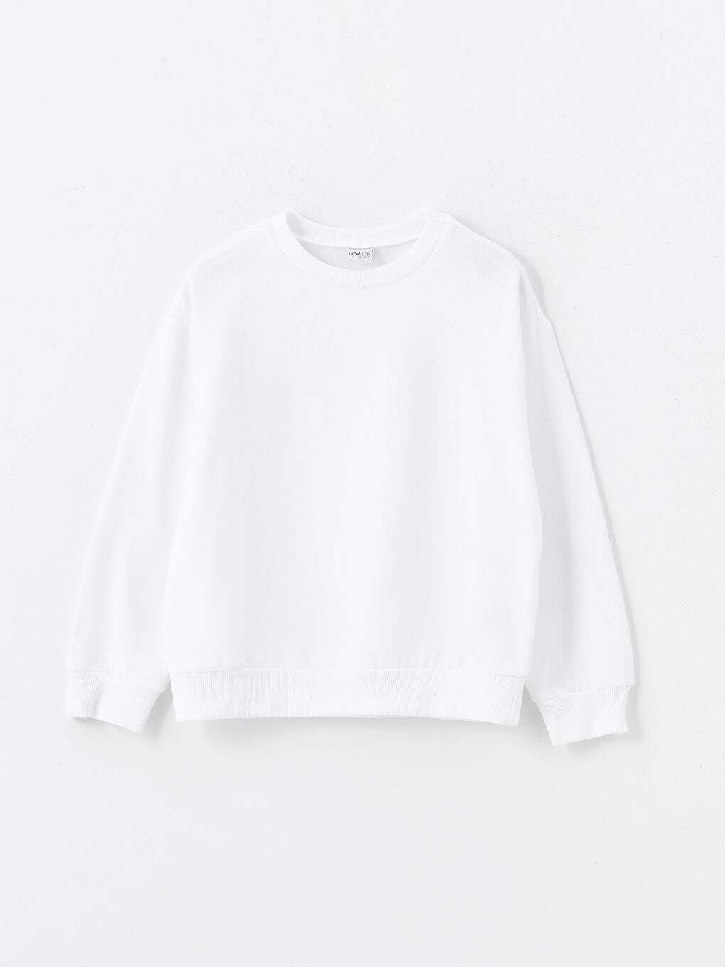 LCW ECO Beyaz Bisiklet Yaka Basic Uzun Kollu Kız Çocuk Sweatshirt