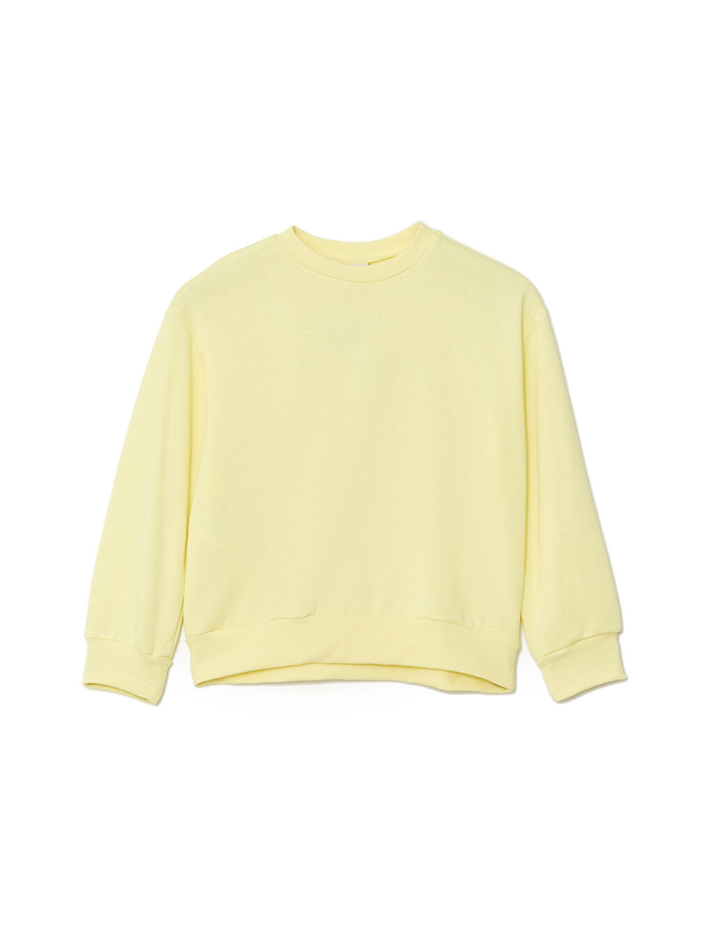 LCW ECO Limon Sarısı Bisiklet Yaka Basic Uzun Kollu Kız Çocuk Sweatshirt