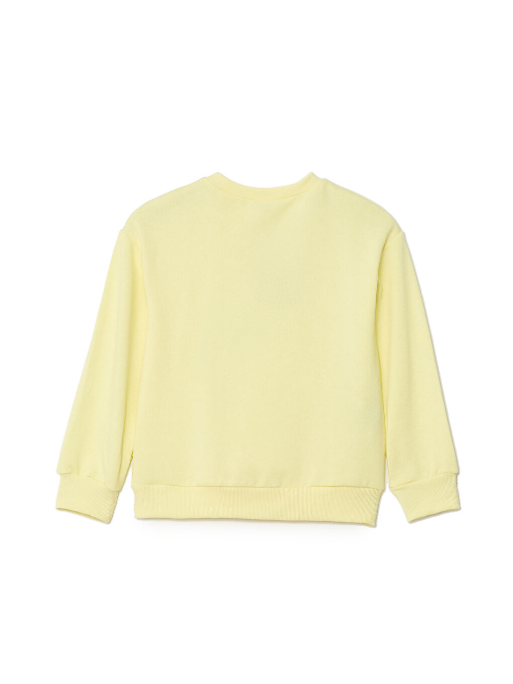 LCW ECO Limon Sarısı Bisiklet Yaka Basic Uzun Kollu Kız Çocuk Sweatshirt - 1