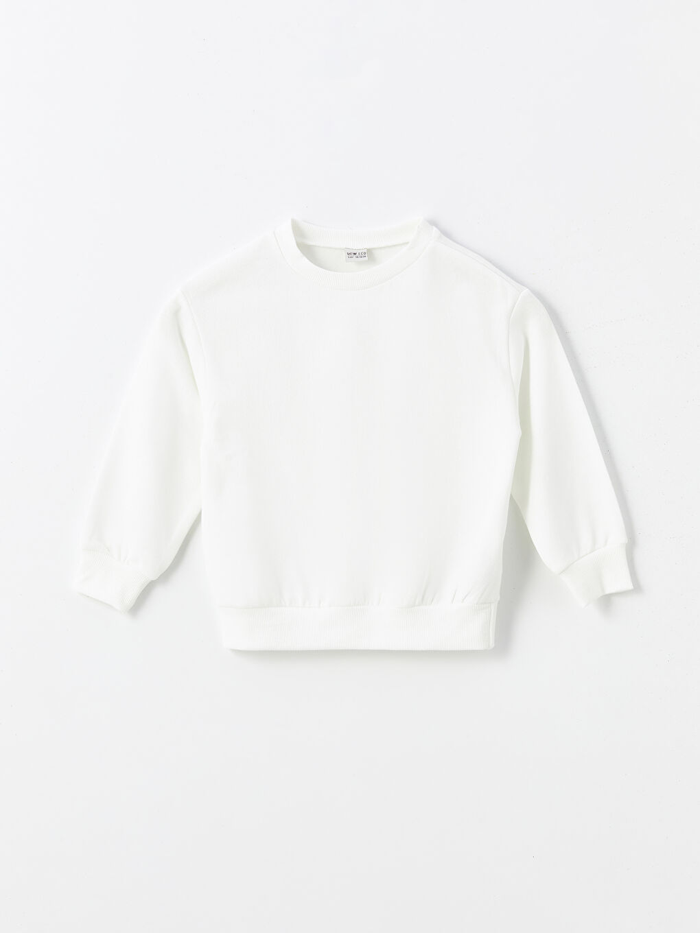 LCW ECO Ekru Bisiklet Yaka Basic Uzun Kollu Kız Çocuk Sweatshirt