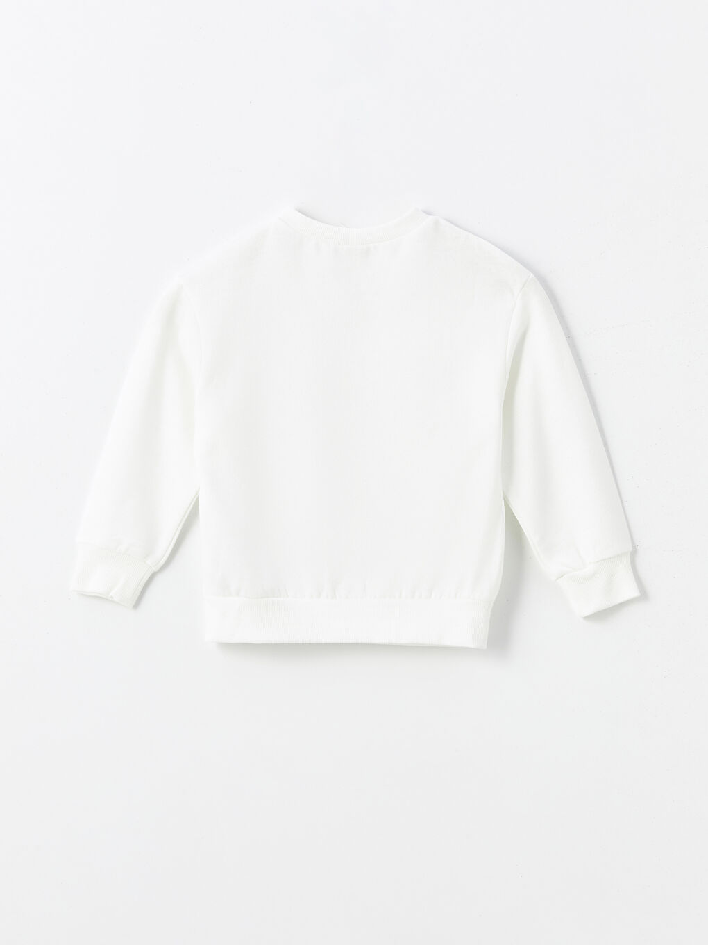 LCW ECO Ekru Bisiklet Yaka Basic Uzun Kollu Kız Çocuk Sweatshirt - 1