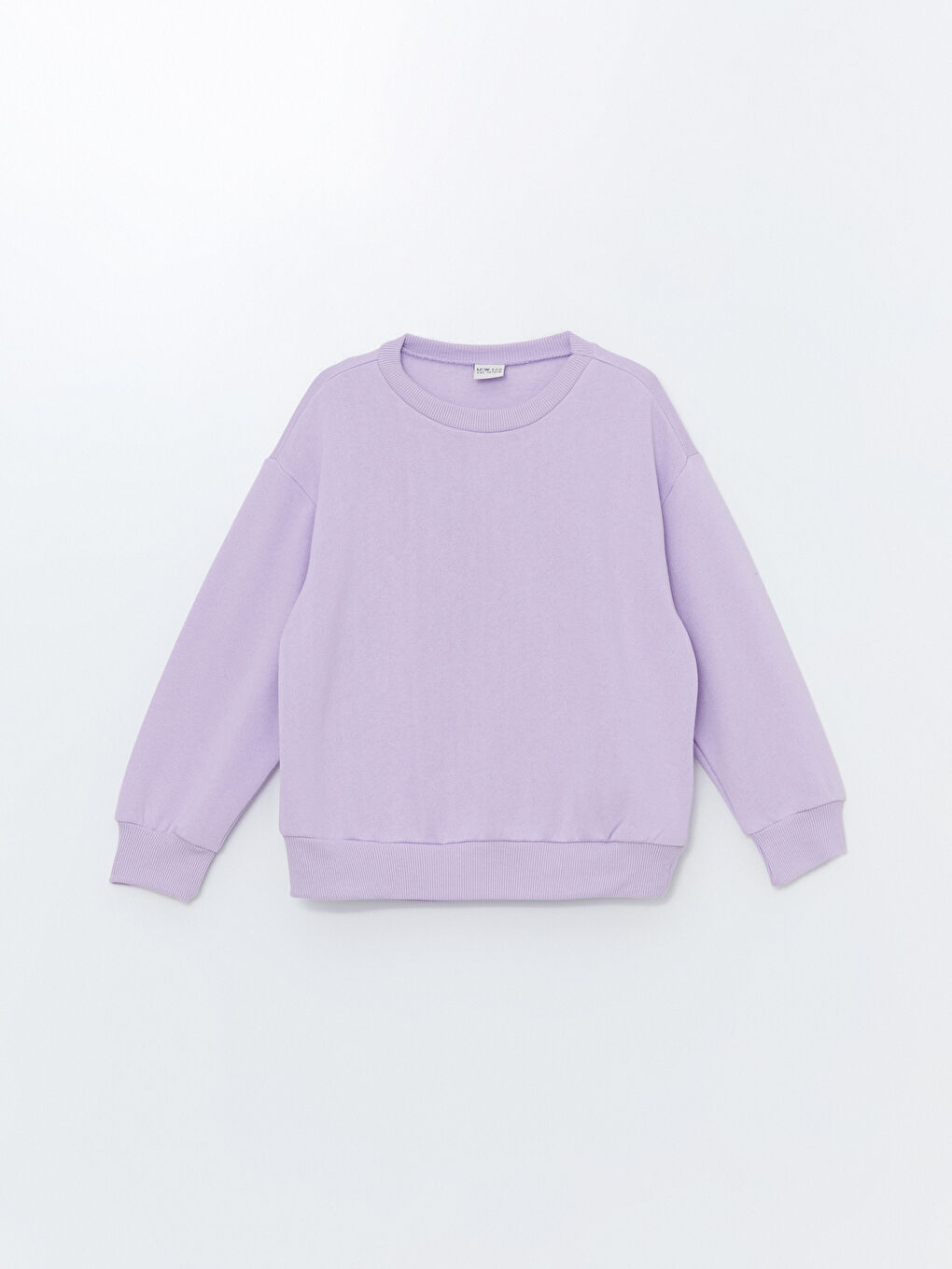 LCW ECO Lila Bisiklet Yaka Basic Uzun Kollu Kız Çocuk Sweatshirt