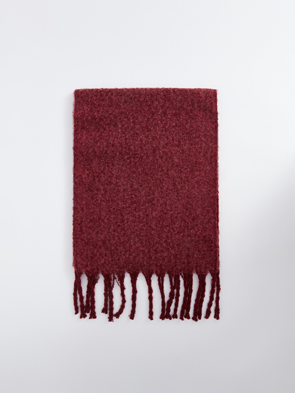 Bordo Düz Püsküllü Kadın Atkı-1