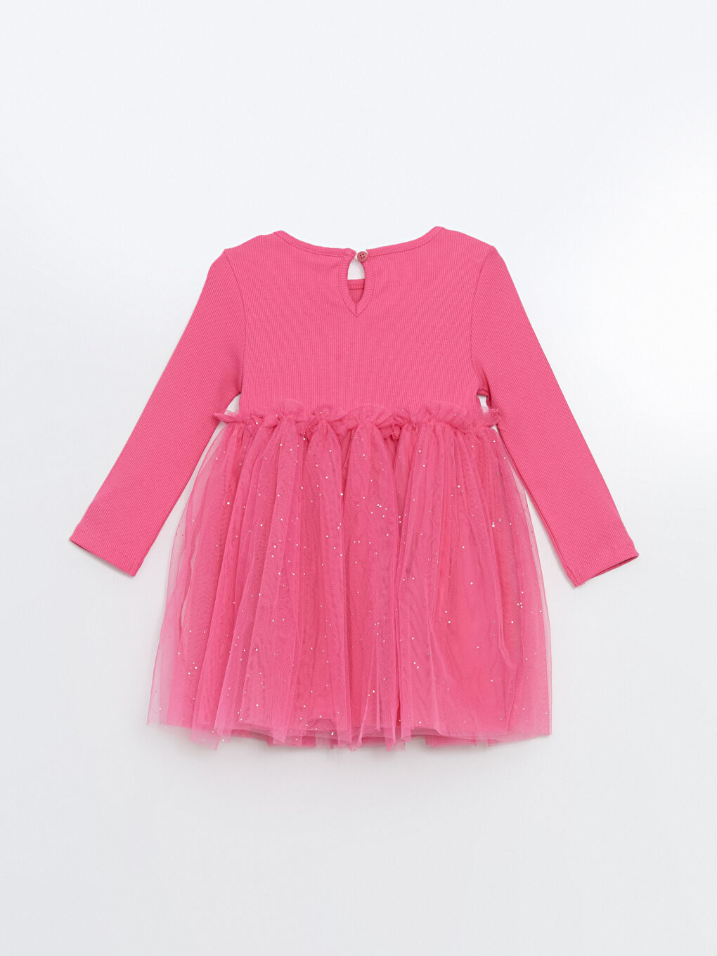 فستان بياقة دائرية بتفاصيل كشكشة-2