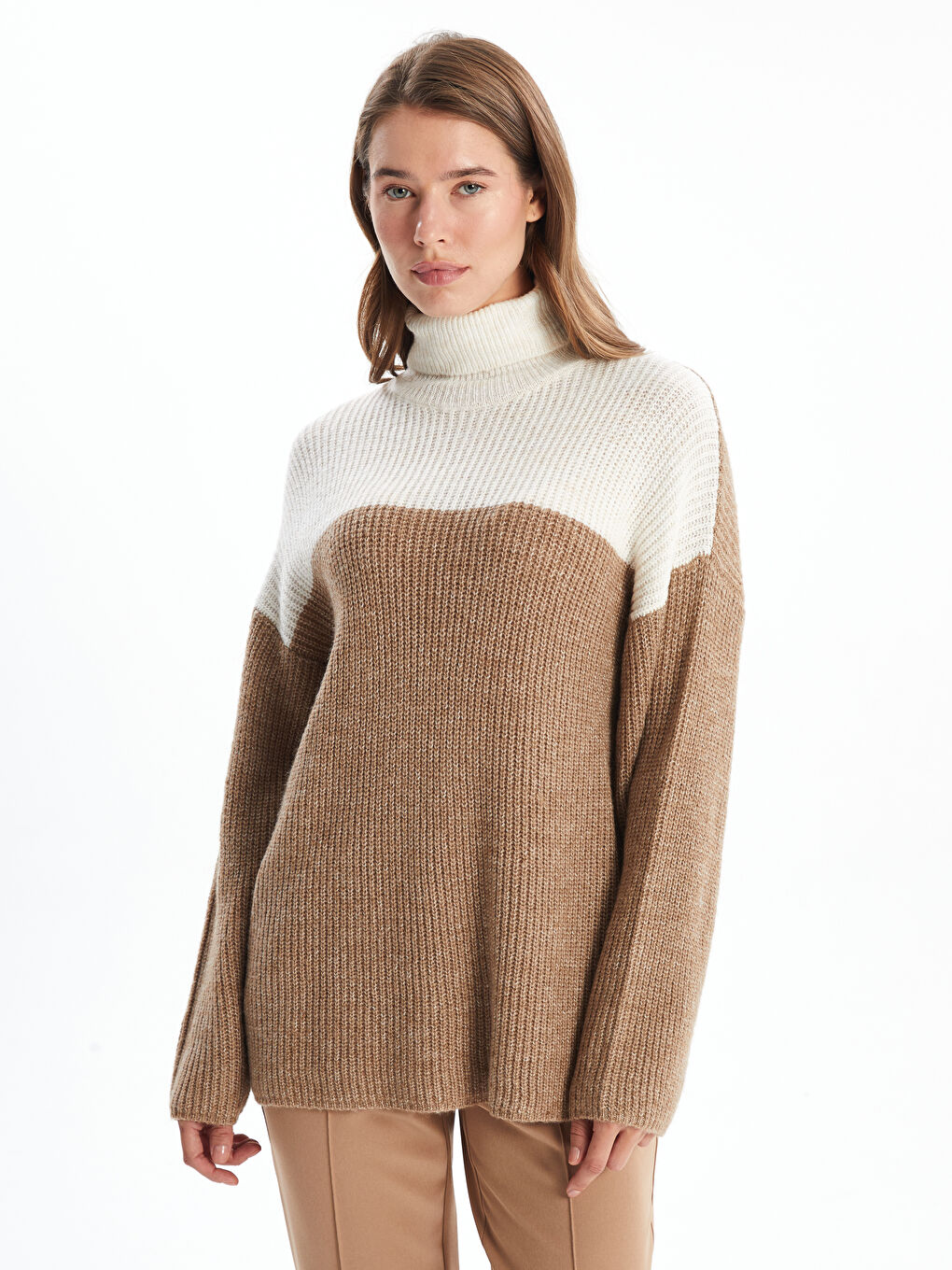 LCW مۆدێست گەردەنبەند بلۆک ڕەنگ ژنانە کراسی خوری -W4FN48Z8-YDS