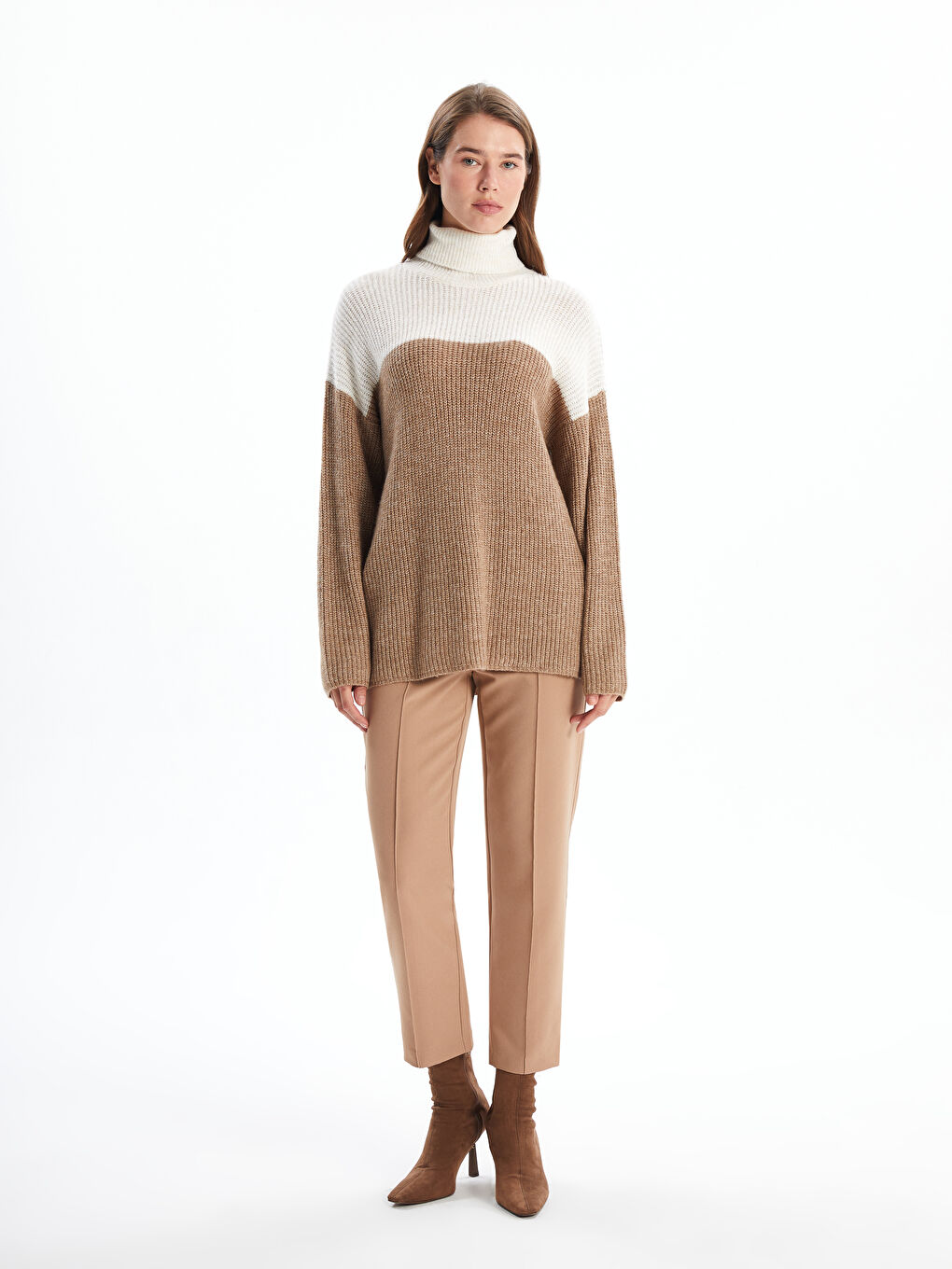 LCW مۆدێست گەردەنبەند بلۆک ڕەنگ ژنانە کراسی خوری -W4FN48Z8-YDS