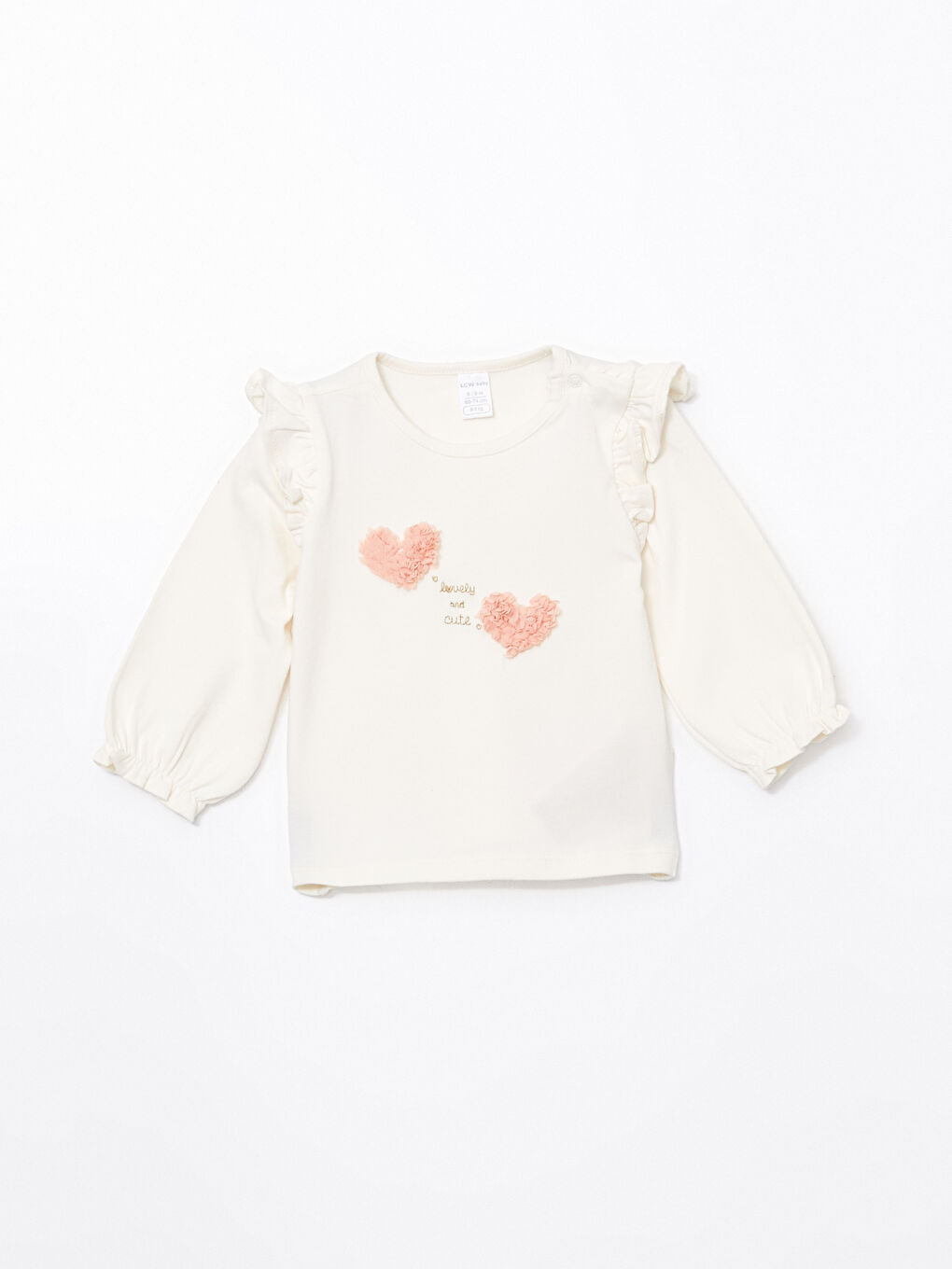 Ekru Bisiklet Yaka Baskılı Kız Bebek Bluz