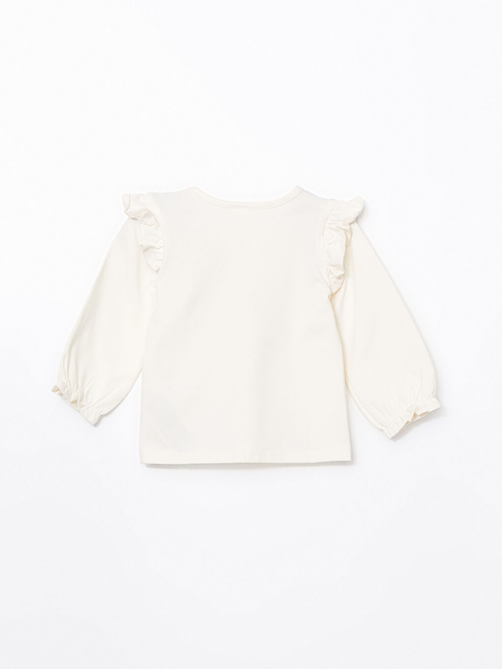 Ekru Bisiklet Yaka Baskılı Kız Bebek Bluz-1