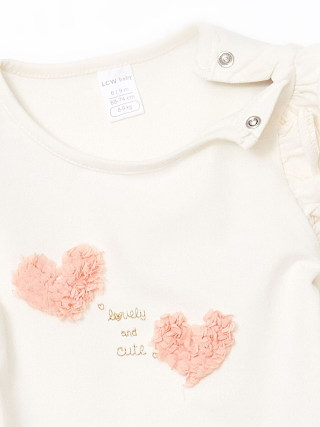 Ekru Bisiklet Yaka Baskılı Kız Bebek Bluz-2