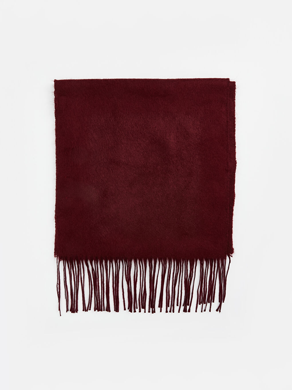 Bordo Düz Püsküllü Kadın Atkı-1