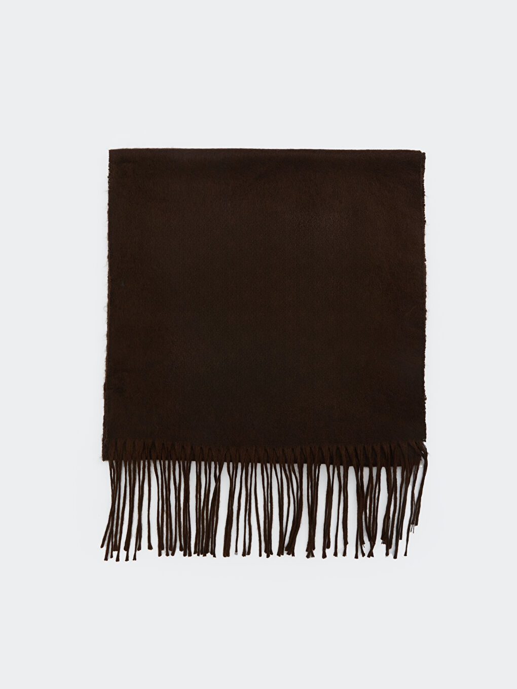 Kahverengi Düz Püsküllü Kadın Atkı-1