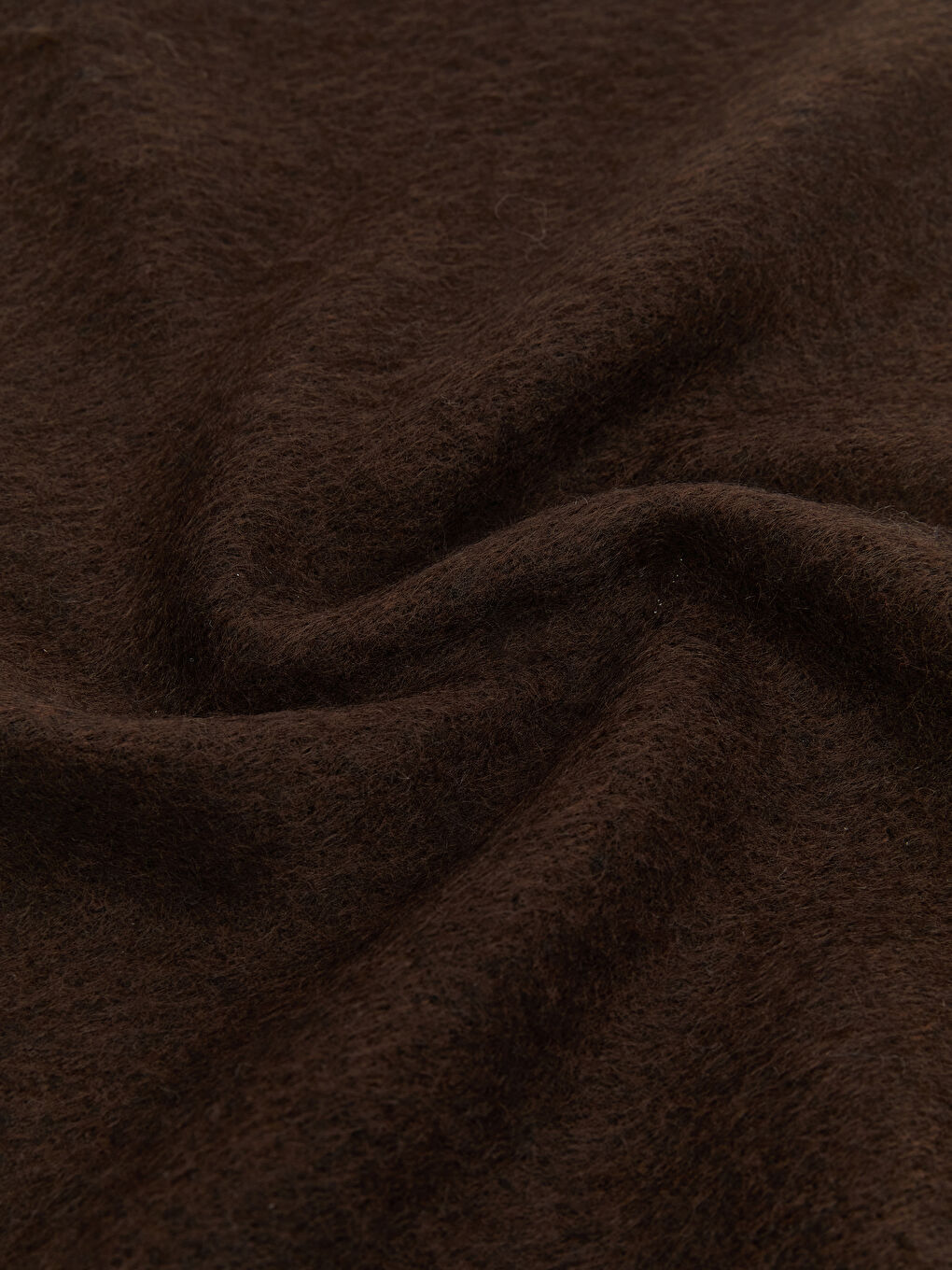 Kahverengi Düz Püsküllü Kadın Atkı-2