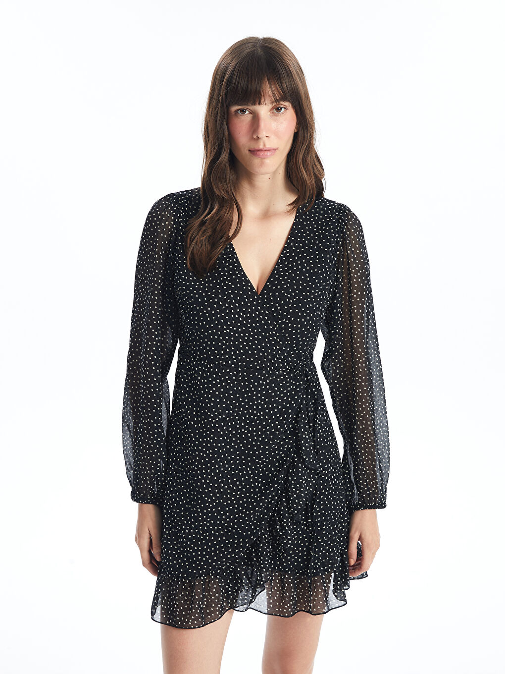 LC Waikiki Double Breasted Polka Dot Women's Dress -W4FO03Z8-CVL