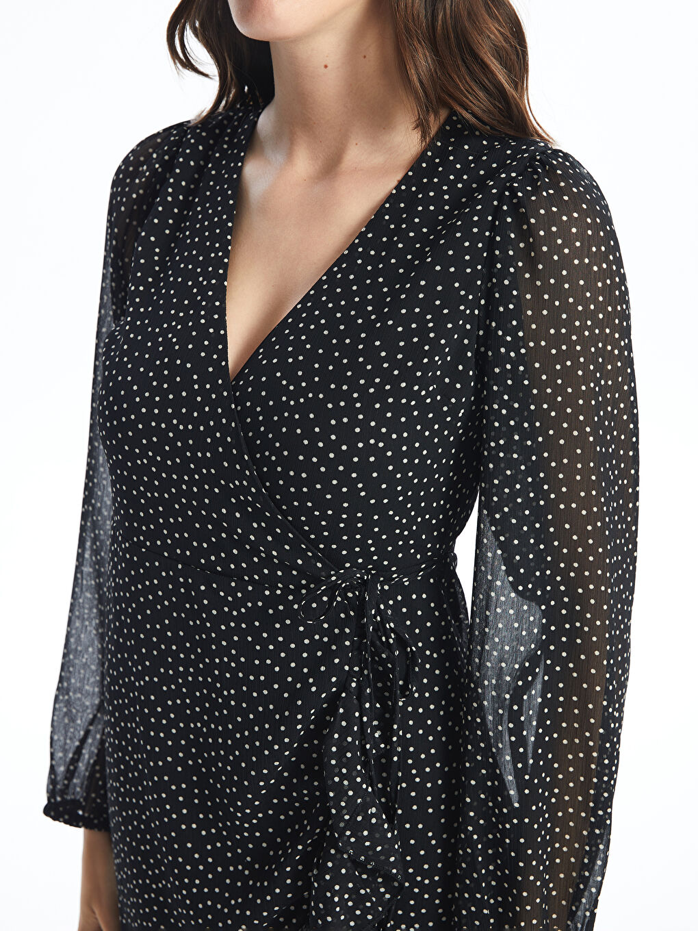 LC Waikiki Double Breasted Polka Dot Women's Dress -W4FO03Z8-CVL