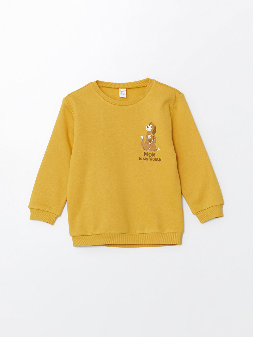 LCW Kids Orta Sarı Bisiklet Yaka Baskılı Erkek Bebek Sweatshirt