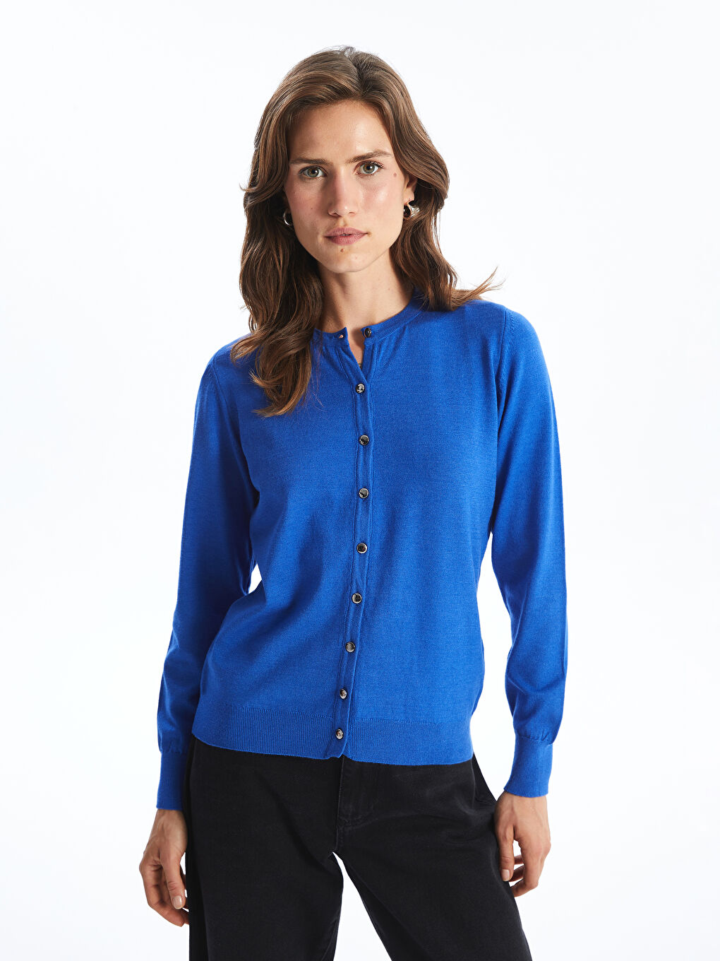 Crew Neck Women's Knitwear Cardigan