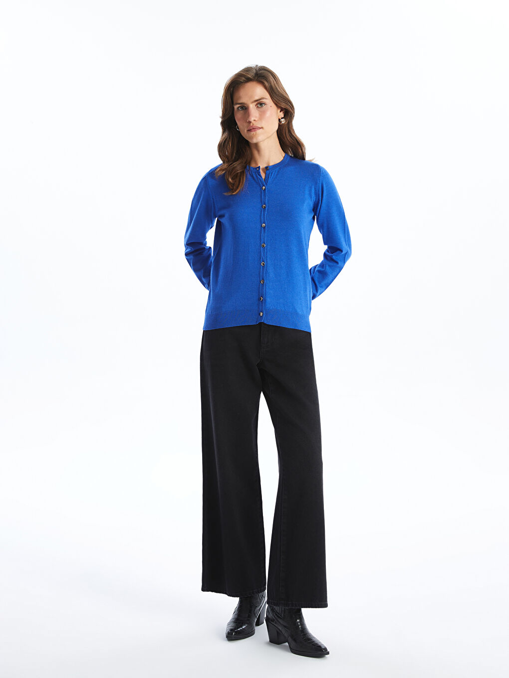 Crew Neck Women's Knitwear Cardigan-1