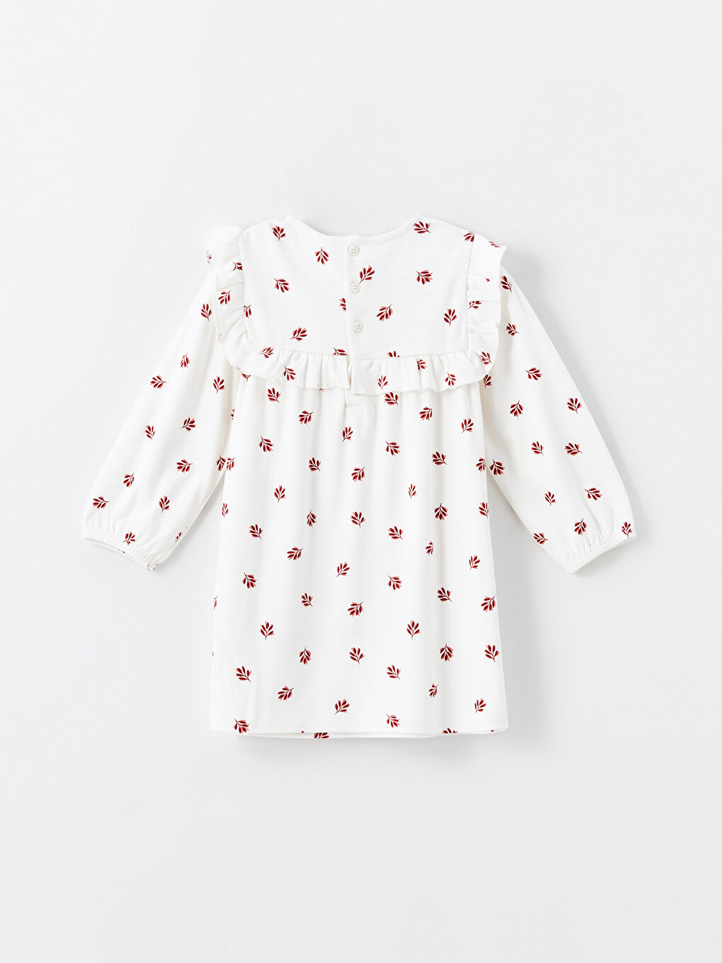 Crew Neck Patterned Long Sleeve Girls' Dress-2