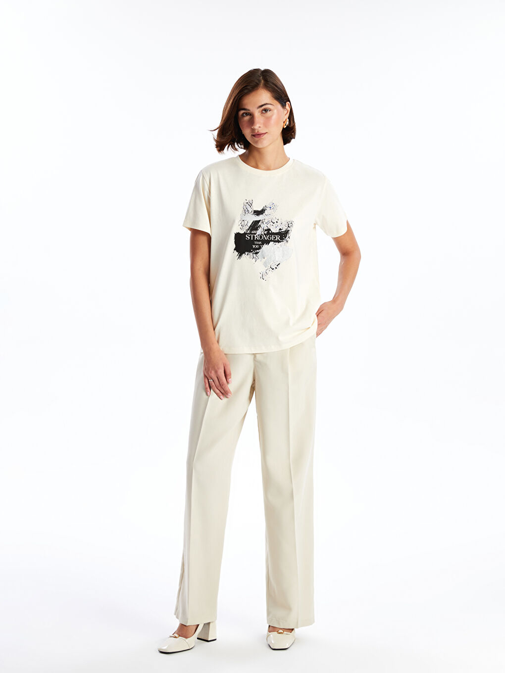 Crew Neck Printed Women's T-Shirt-1