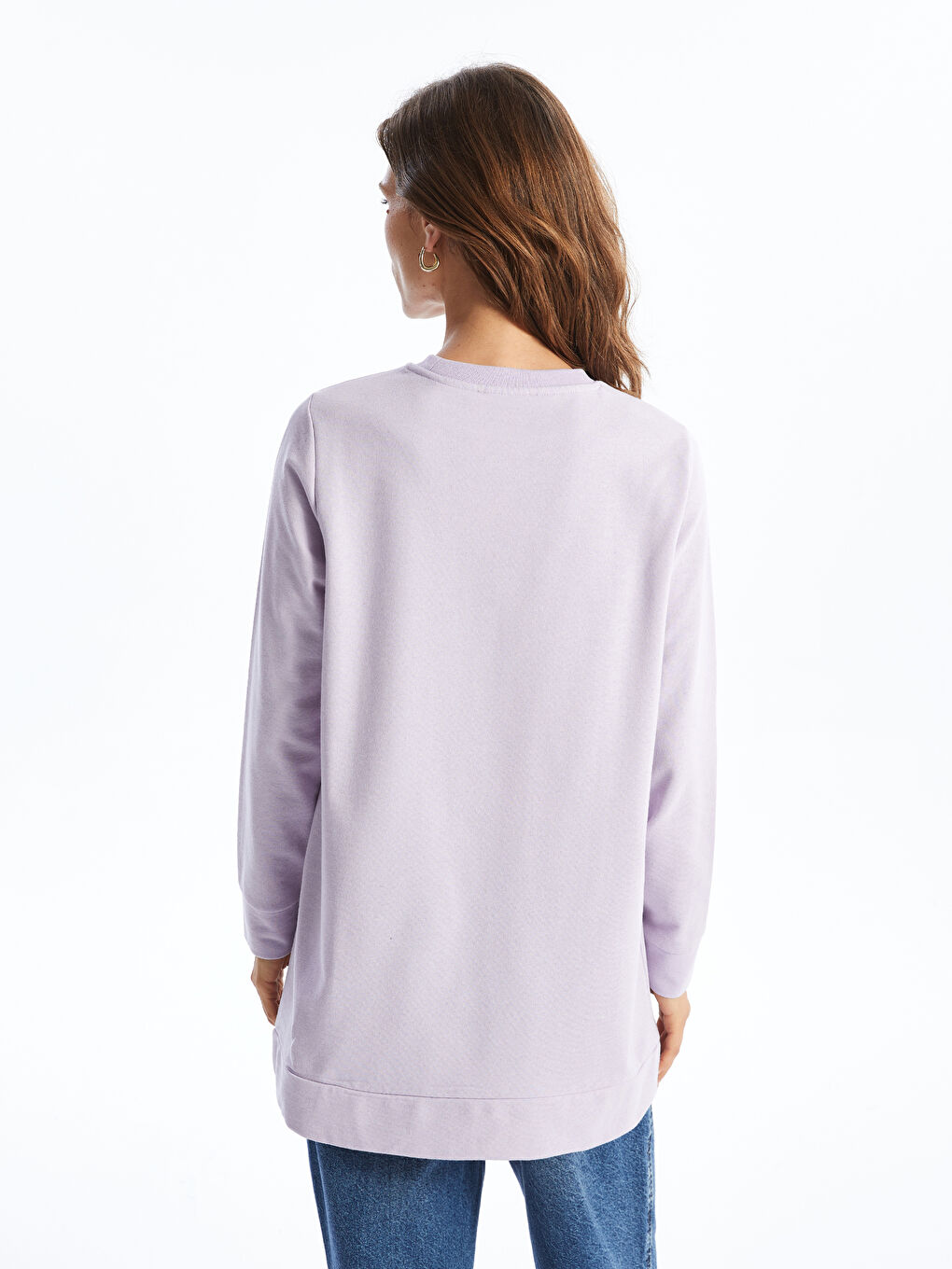 LCW ECO Lila Bisiklet Yaka Baskılı Kadın Sweatshirt Tunik - 3