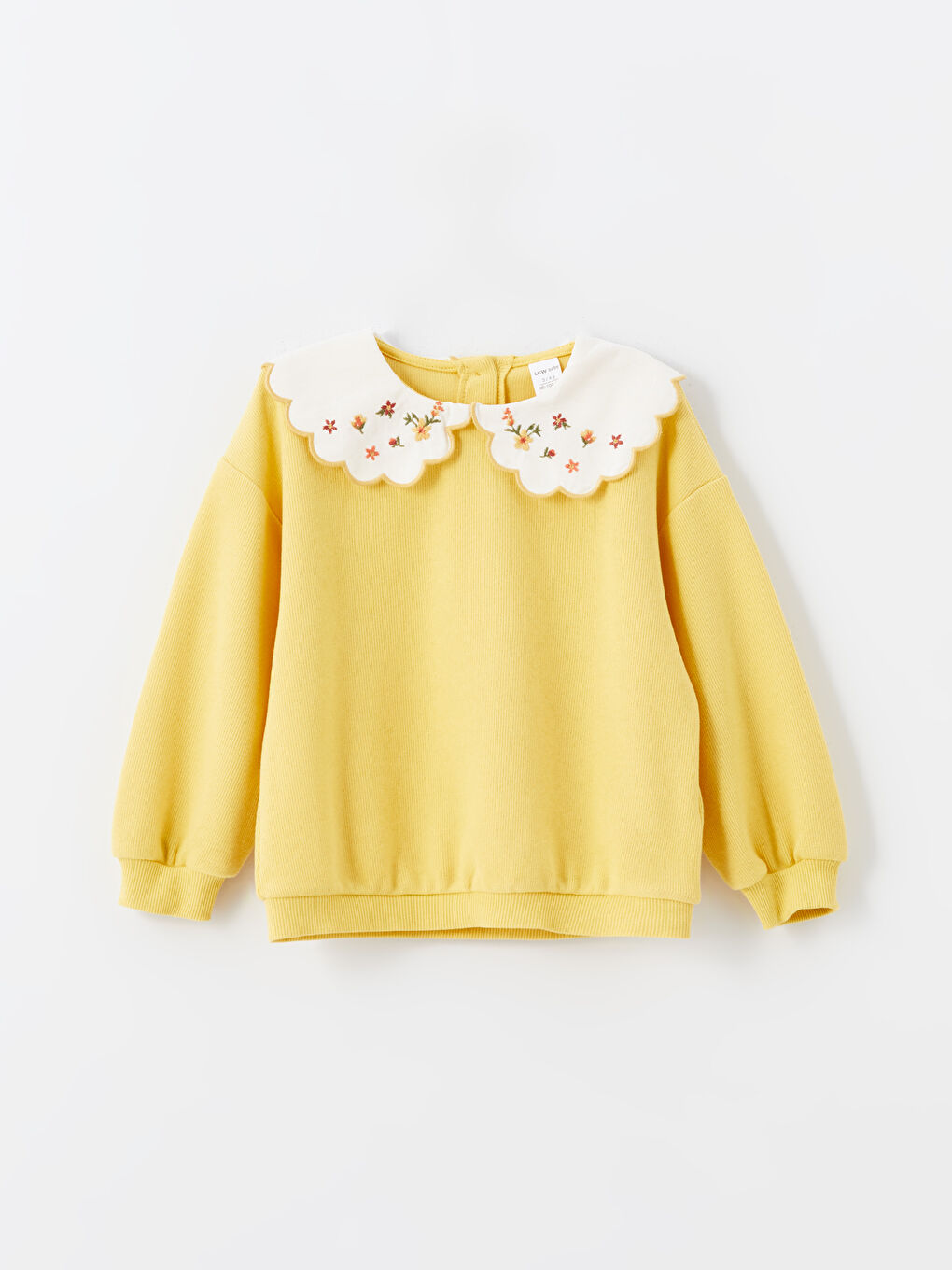 LCW baby Mat Sarı Bebe Yaka Nakışlı Kız Bebek Sweatshirt