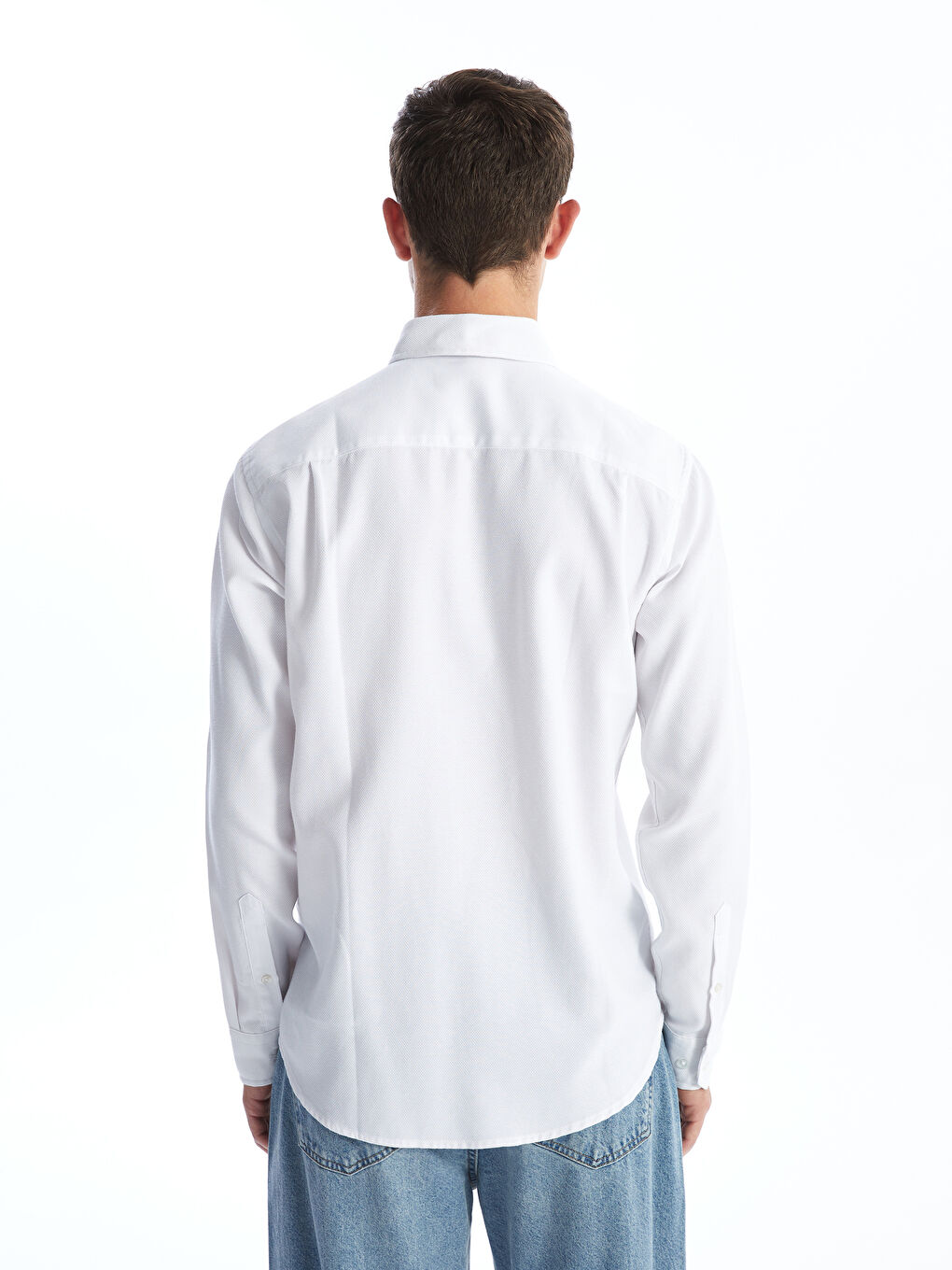 قميص رجالي بأكمام طويلة بقماش دوبي بقصة عادية-3