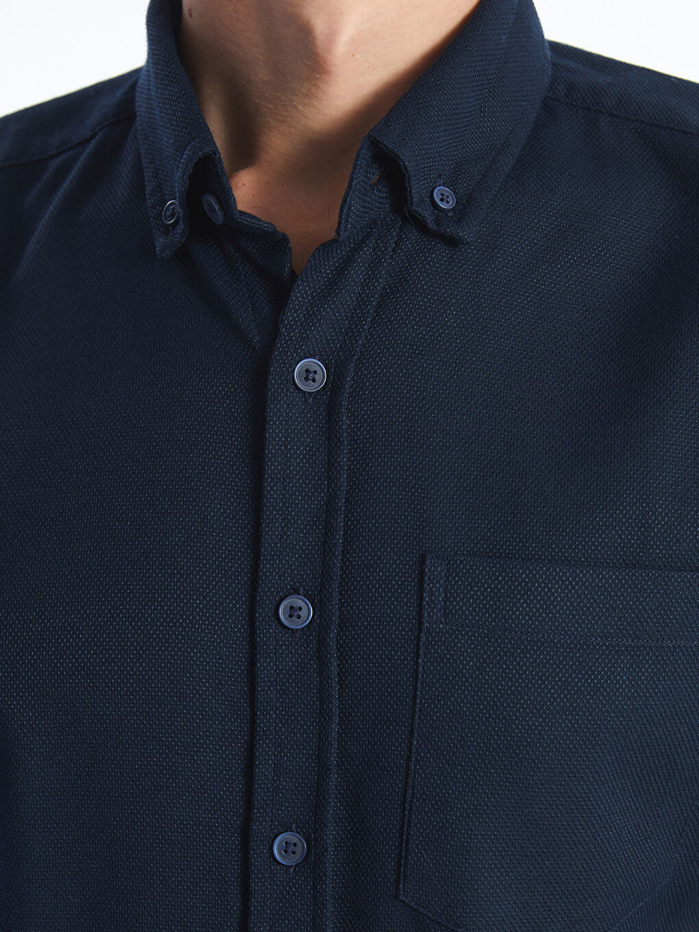 قميص رجالي كم طويل بقماش دوبي بقصة عادية-2