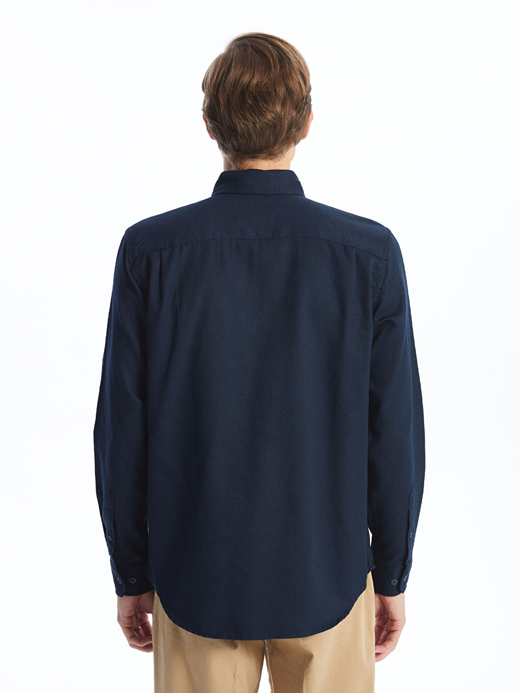 قميص رجالي كم طويل بقماش دوبي بقصة عادية-3