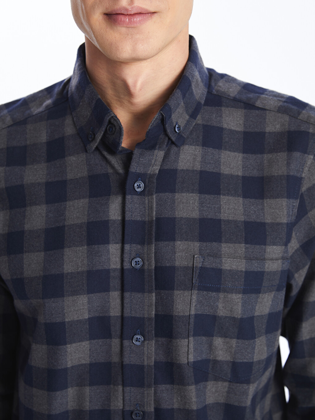 Regular Fit Long Sleeve Plaid Men's Shirt-2