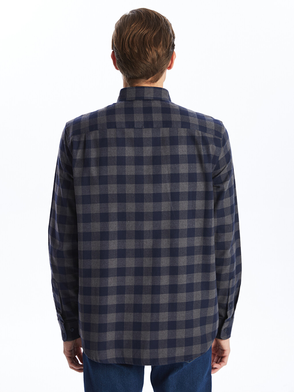 Regular Fit Long Sleeve Plaid Men's Shirt-3
