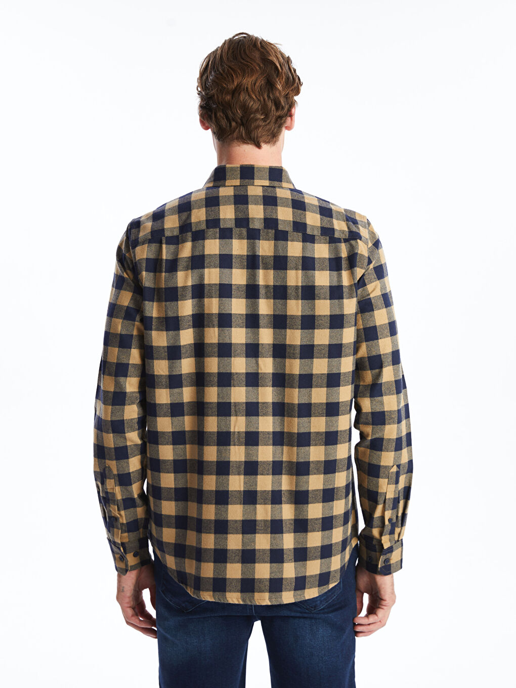 Regular Fit Long Sleeve Plaid Men's Shirt-3