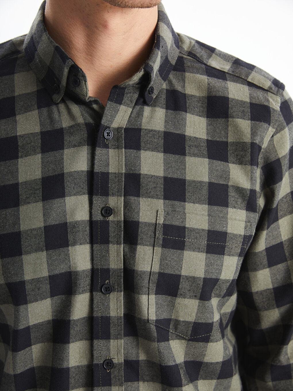 Regular Fit Long Sleeve Plaid Men's Shirt-2