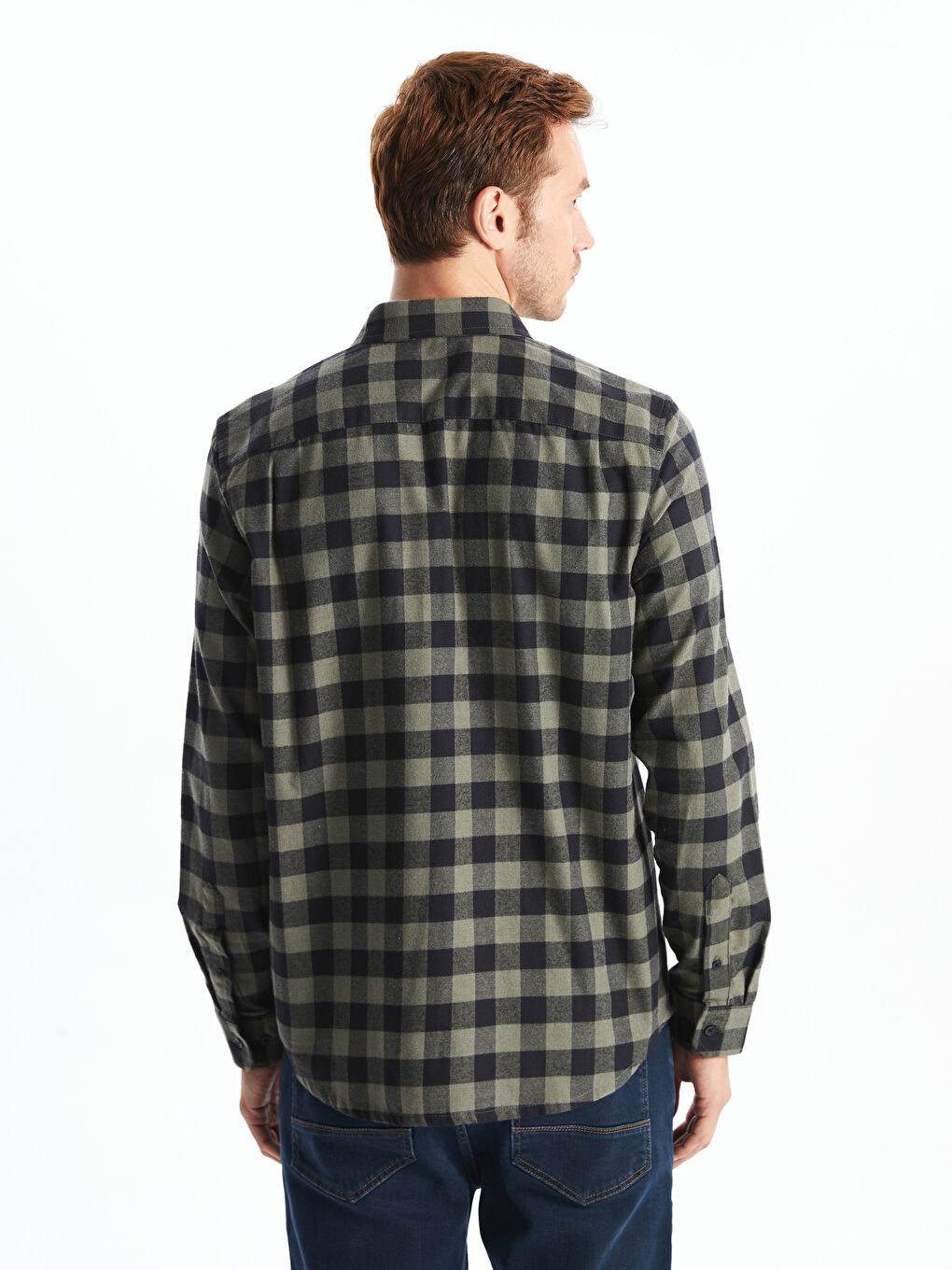 Regular Fit Long Sleeve Plaid Men's Shirt-3