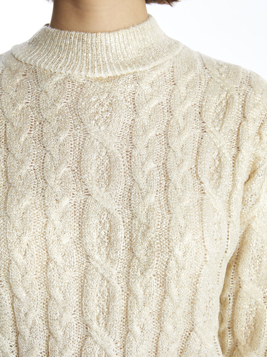 LCW Vision Trichterkragen Gemusterter Strickpullover für Damen -W4FR46Z8-R9J