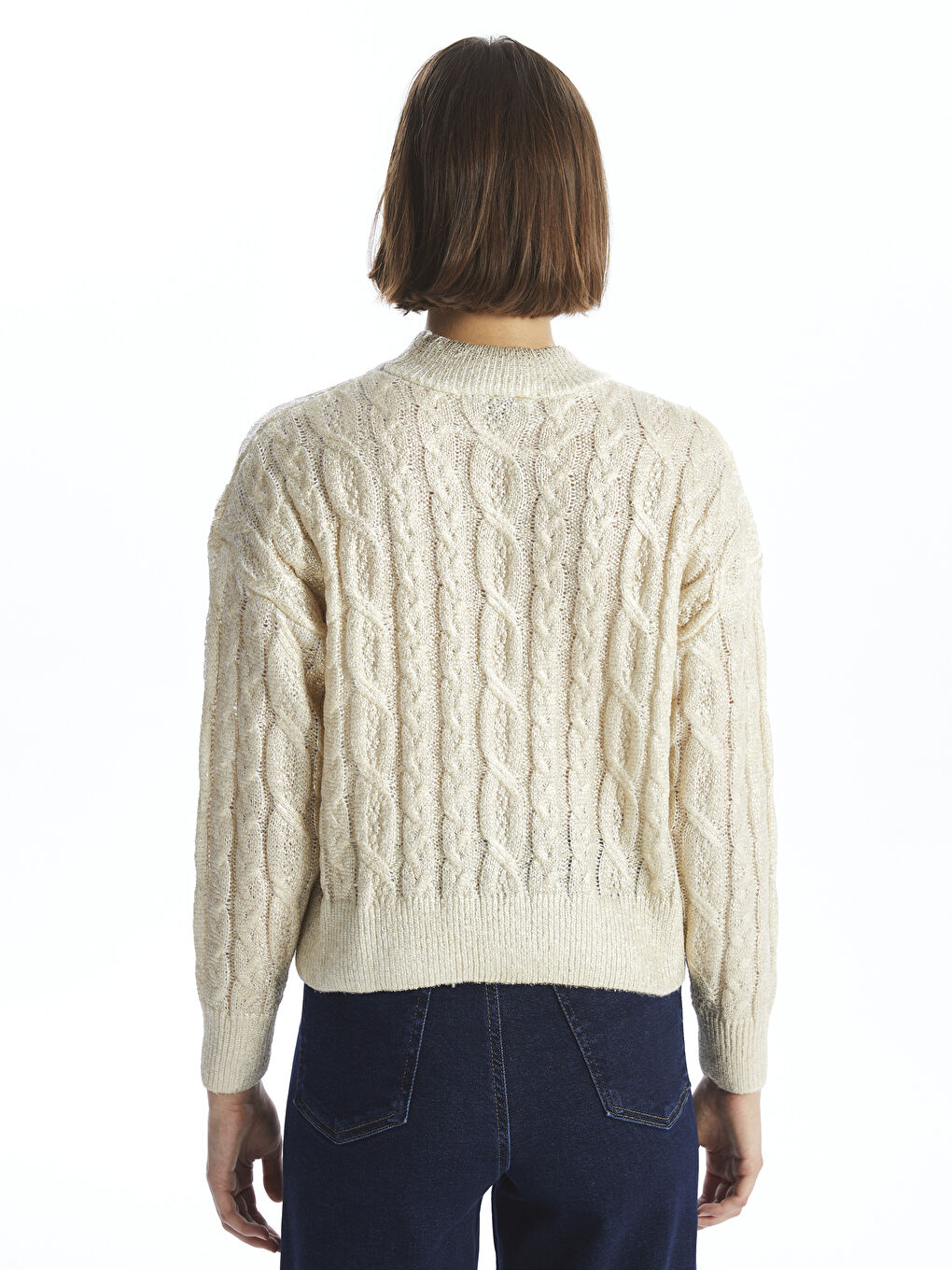LCW Vision Trichterkragen Gemusterter Strickpullover für Damen -W4FR46Z8-R9J