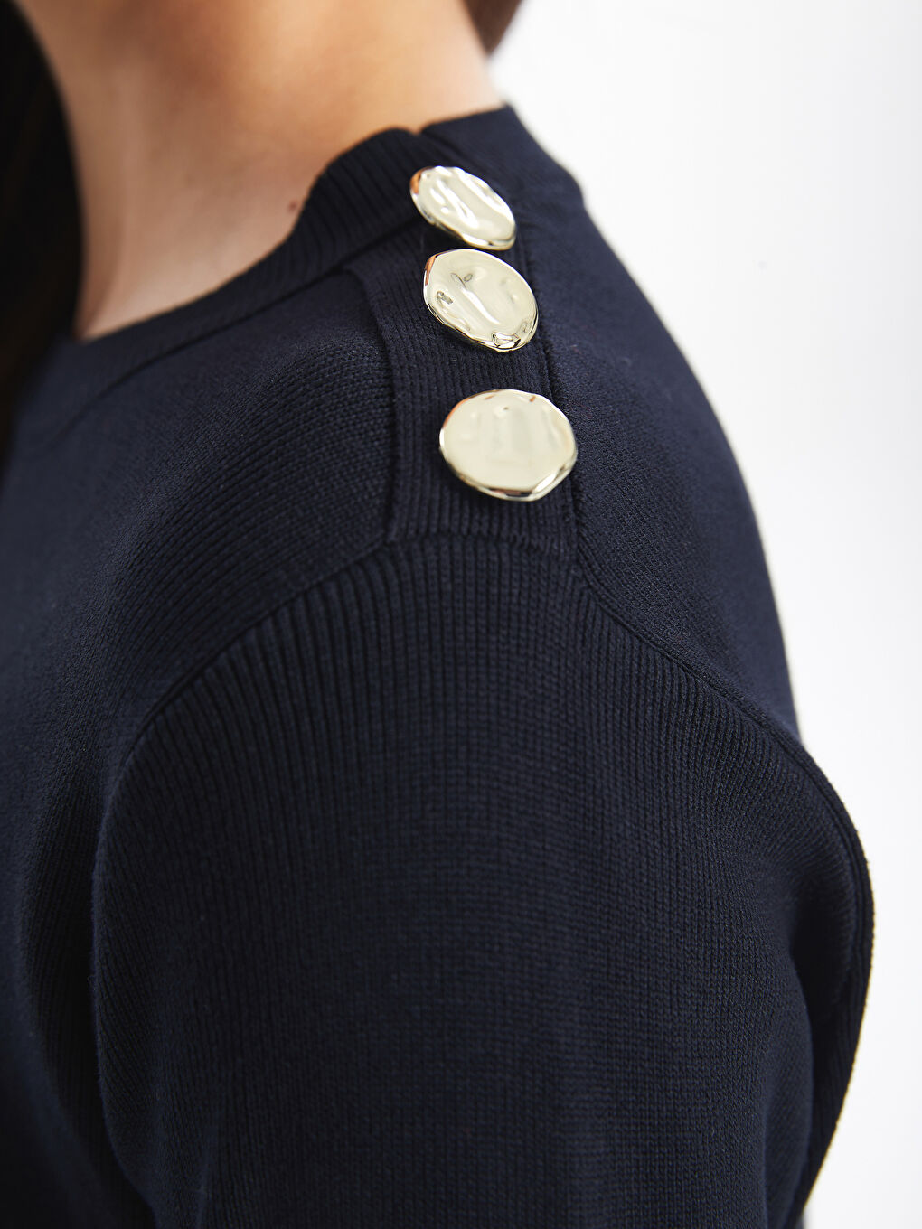 Lacivert Bisiklet Yaka Kadın Triko Kazak-2