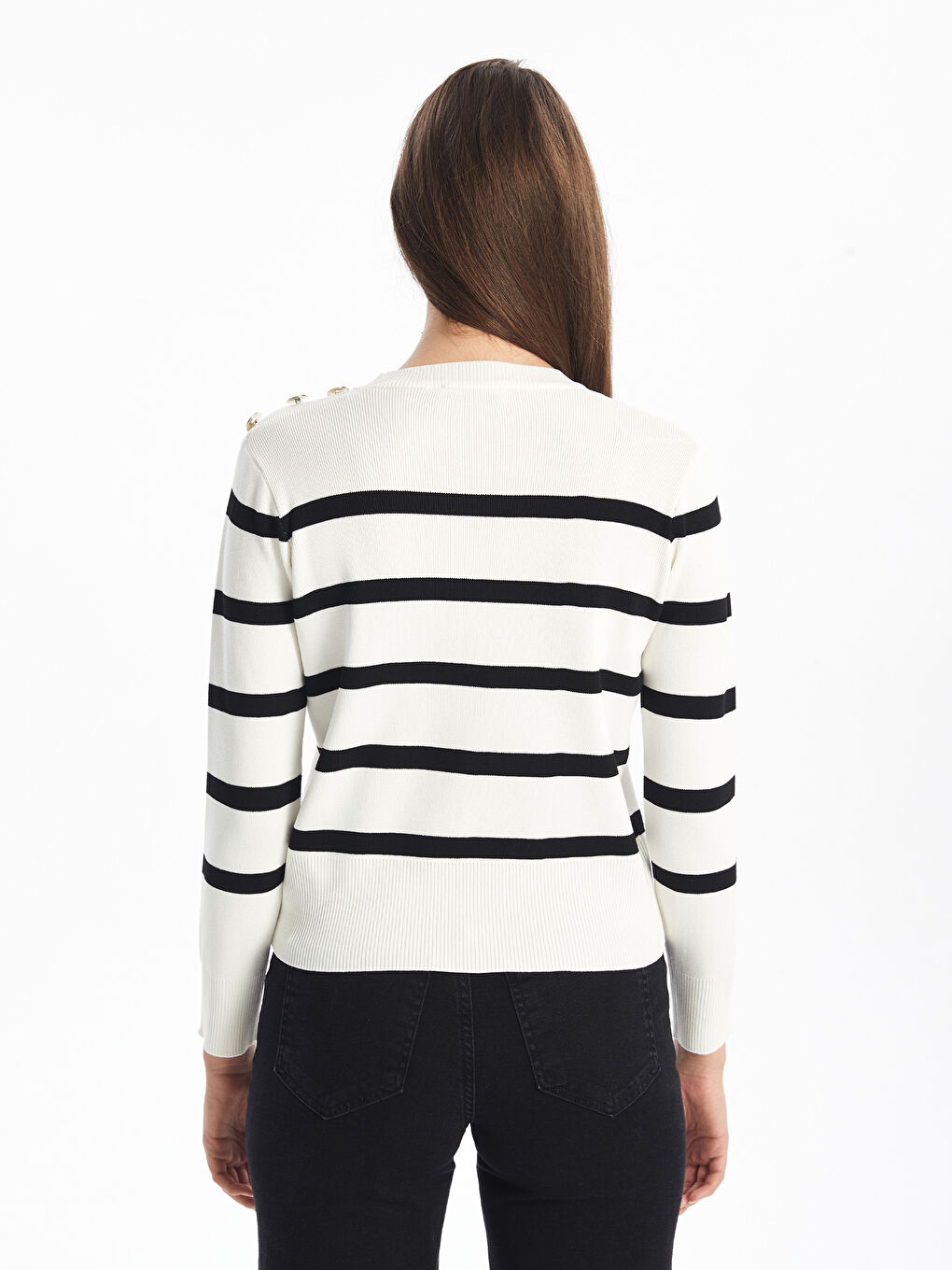 LCW Vision Crew Neck Striped Women's Knitwear Sweater -W4FR66Z8-LFC