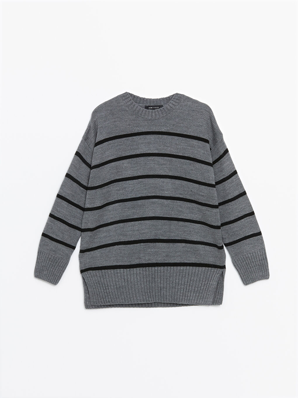 Crew Neck Striped Women's Knitwear Sweater -W4FS61Z8-LEG