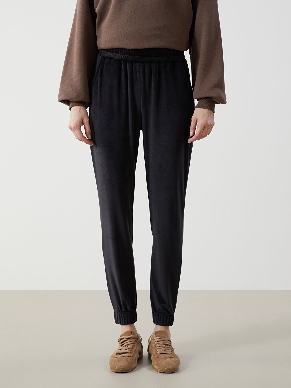 Elasticated Waist Velvet Women's Jogger Sweatpants -W4FS81Z8-RQL