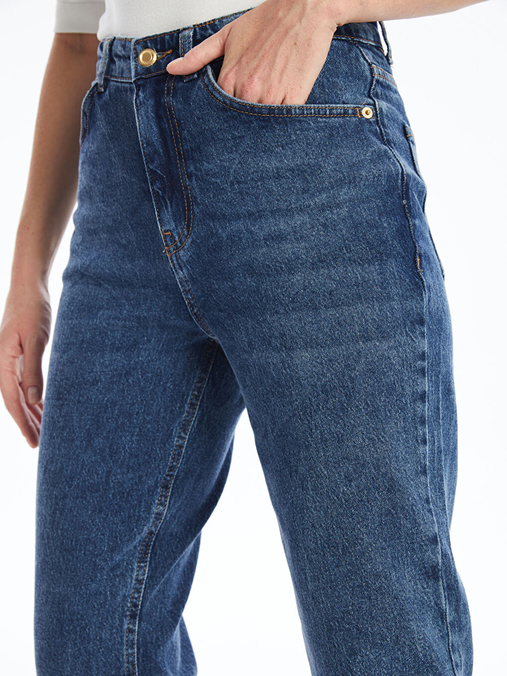 LCW Jeans Koyu Rodeo Mom Fit Kadın Jean Pantolon - 2