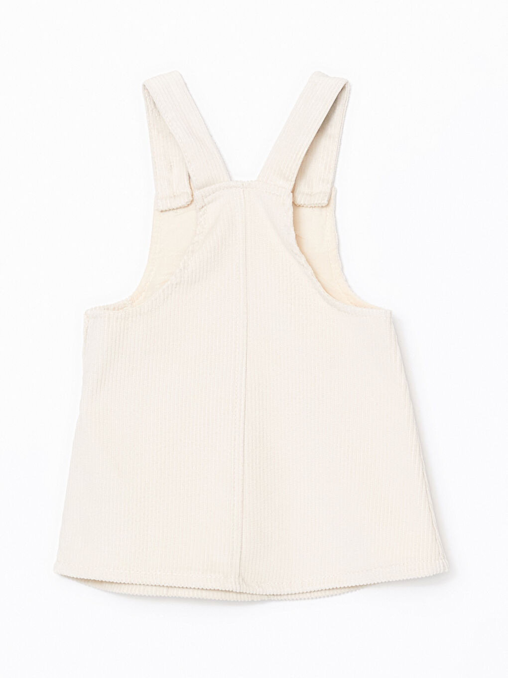 Ekru Kalp Detaylı Fitilli Kız Bebek Kadife Elbise-1