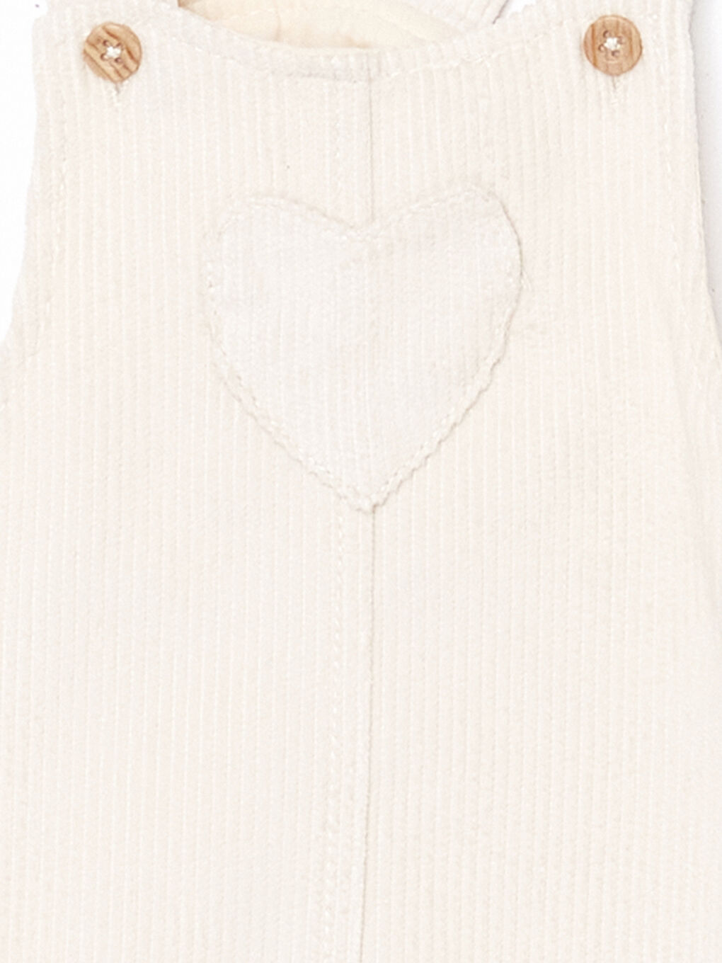 Ekru Kalp Detaylı Fitilli Kız Bebek Kadife Elbise-2