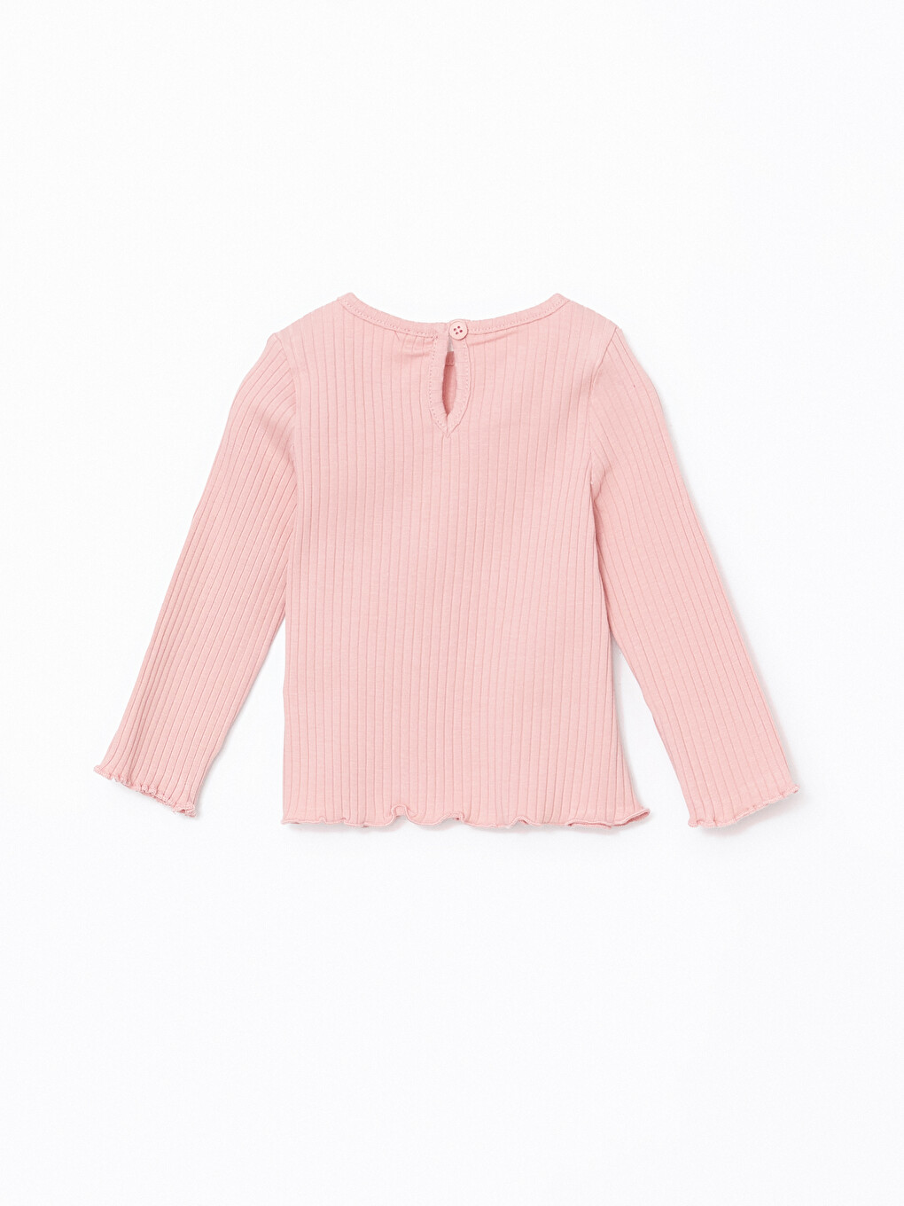 Pembe Bisiklet Yaka Basic Kız Bebek Bluz-1