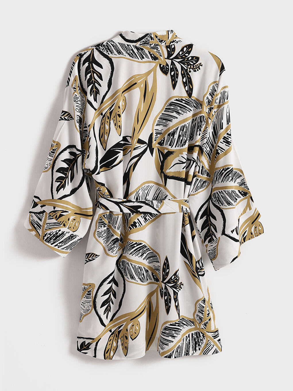 Shawl Collar Patterned Long Sleeve Women's Kimono-1