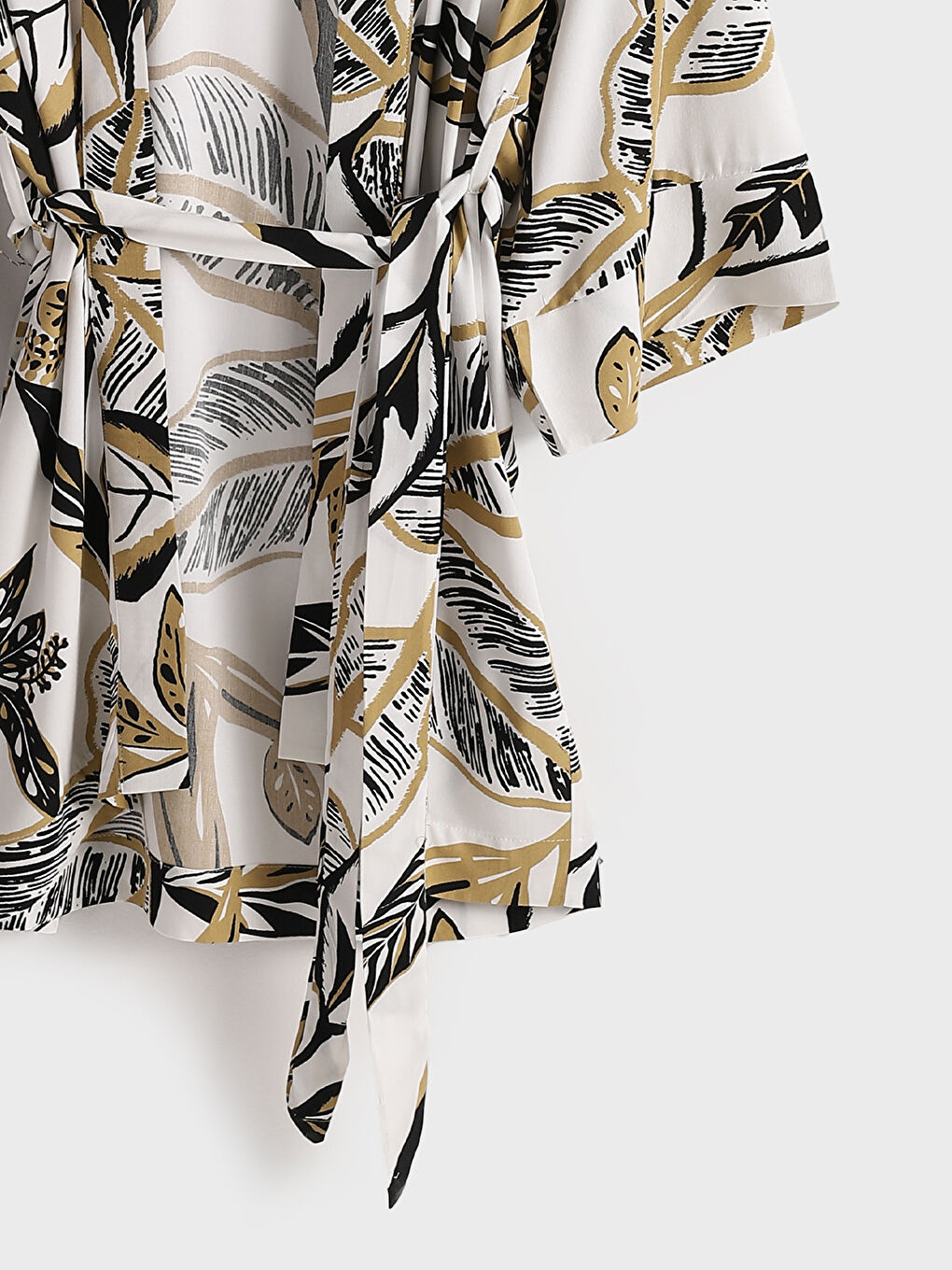 Shawl Collar Patterned Long Sleeve Women's Kimono-2