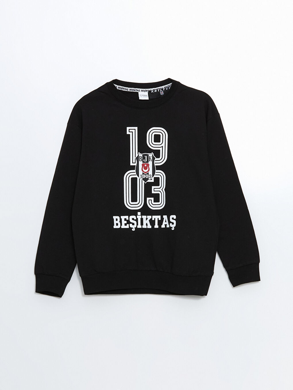 Siyah Bisiklet Yaka Beşiktaş Baskılı Erkek Çocuk Pijama Takımı-1