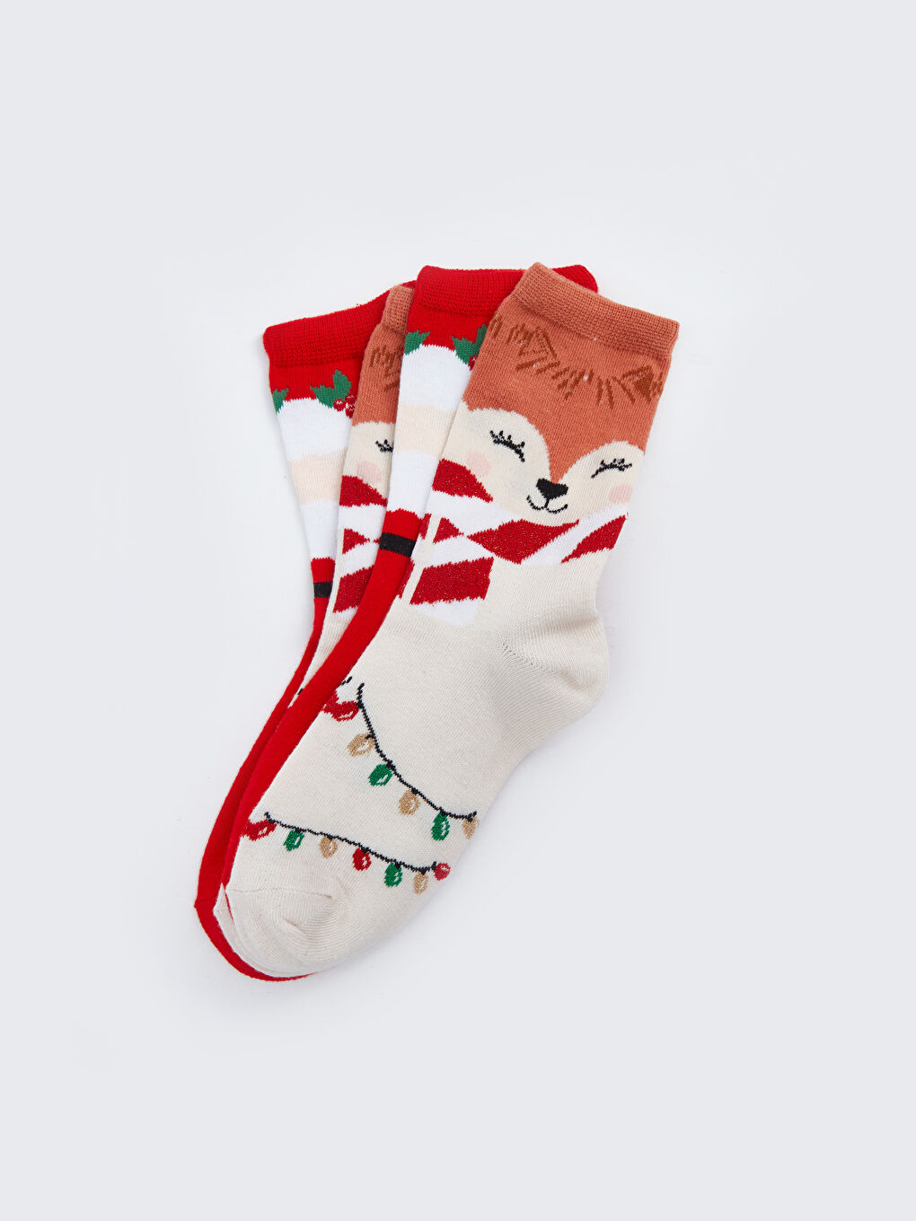 LCW Kids Christmas Themed Girls' Ankle Socks 2 Pack -W4FU19Z4-GYE