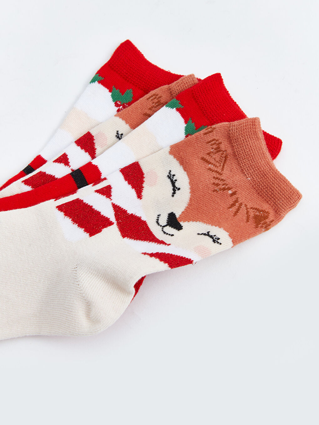 LCW Kids Christmas Themed Girls' Ankle Socks 2 Pack -W4FU19Z4-GYE