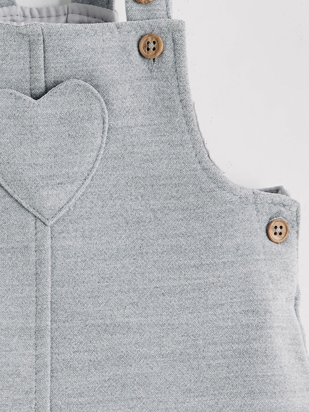 Gri Kalp Detaylı Kız Bebek Salopet Elbise-1