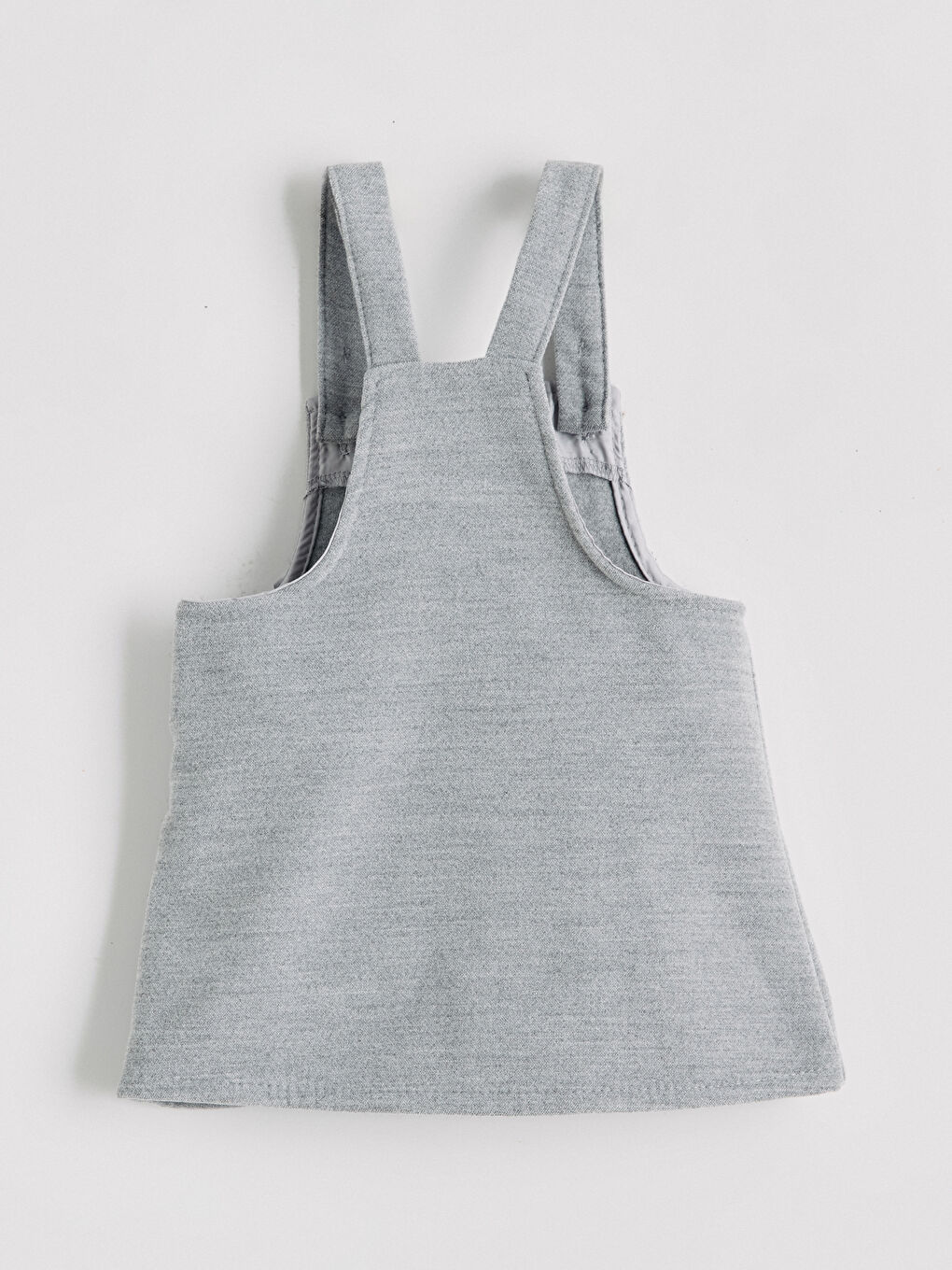 Gri Kalp Detaylı Kız Bebek Salopet Elbise-2